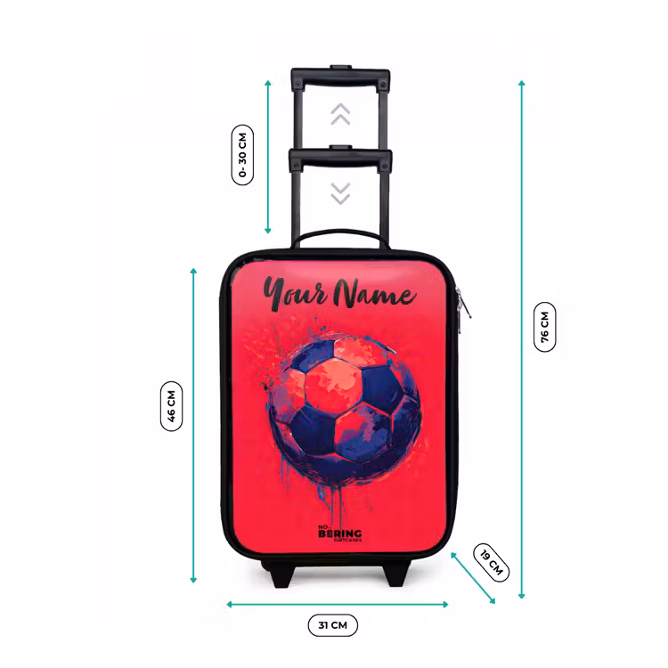 Children's suitcase with name - Soccer Vibes - Paint - Blue - Red — 3