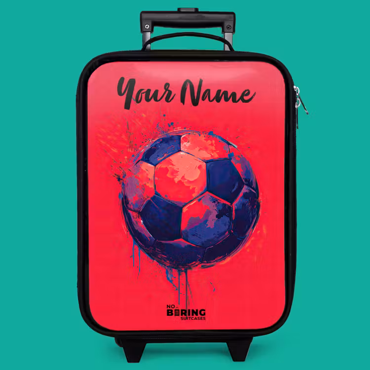 Children's suitcase with name - Soccer Vibes - Paint - Blue - Red — 4