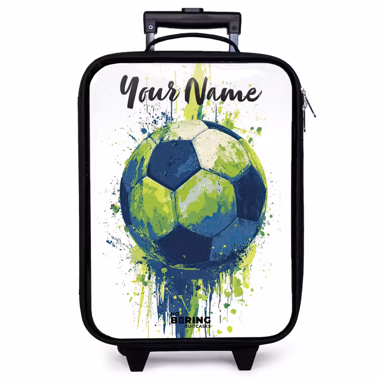 Children's suitcase with name - Soccer Vibes - Paint - Green - Blue — 1