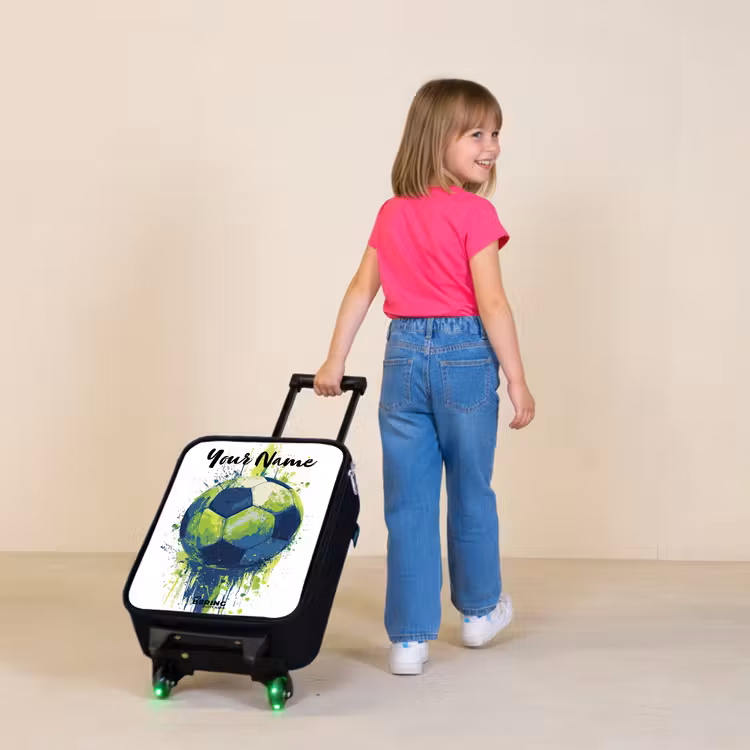 Children's suitcase with name - Soccer Vibes - Paint - Green - Blue — 2