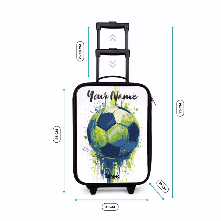 Children's suitcase with name - Soccer Vibes - Paint - Green - Blue — 3