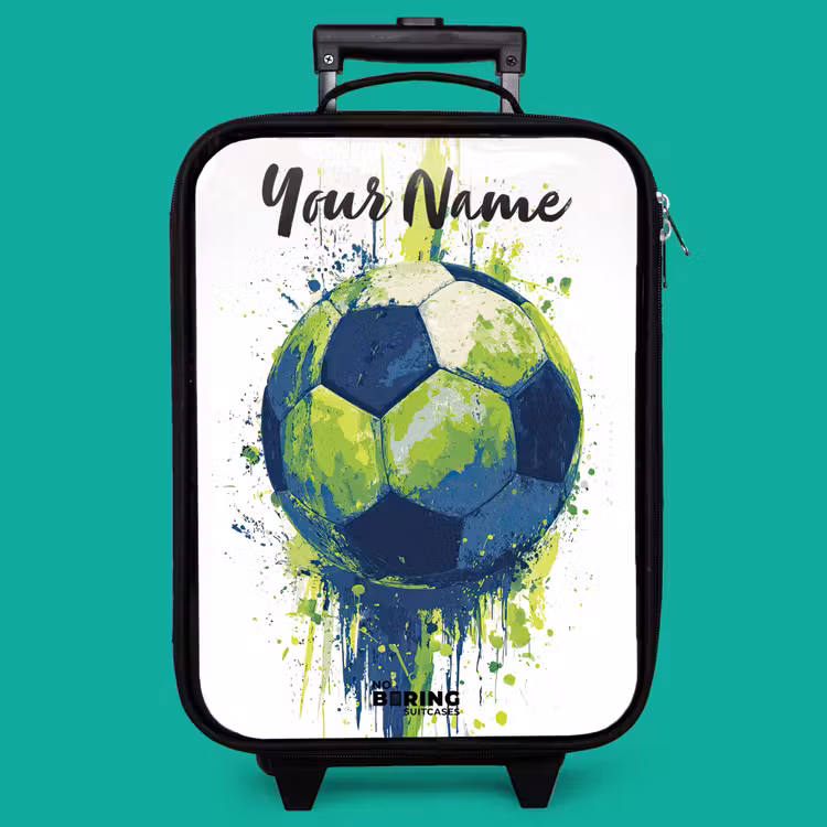 Children's suitcase with name - Soccer Vibes - Paint - Green - Blue — 4
