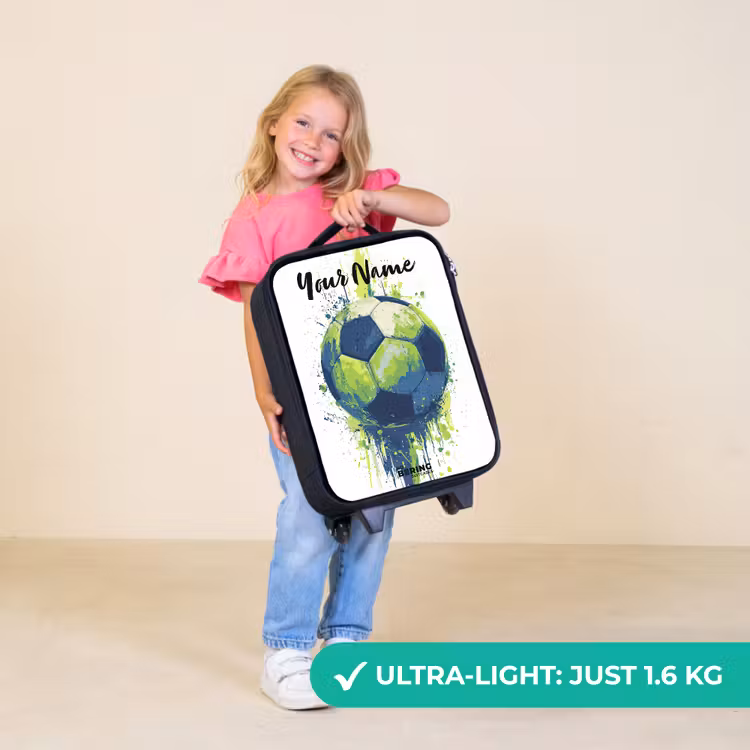 Children's suitcase with name - Soccer Vibes - Paint - Green - Blue — 5