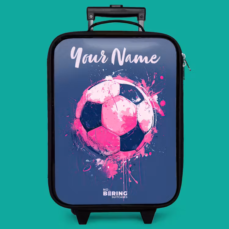 Children's suitcase with name - Soccer vibes - Paint - Pink - Blue — 4