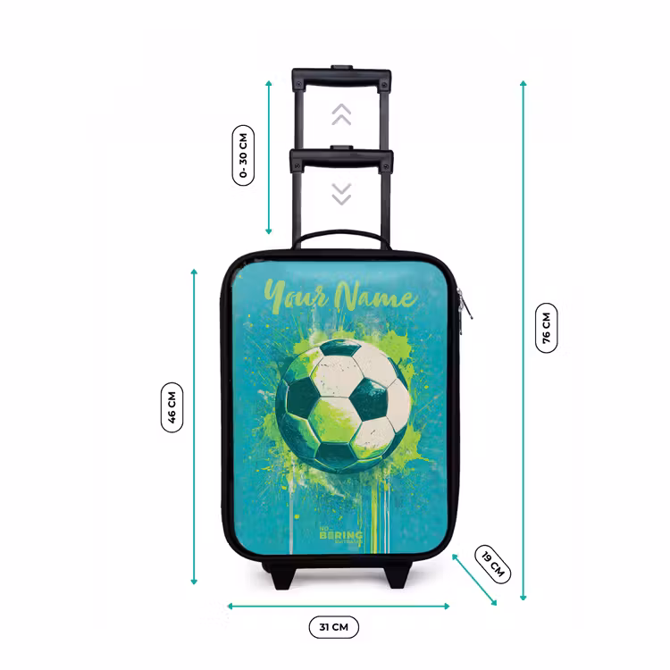 Children's suitcase with name - Soccer vibes - Paint splashes - Green - Blue — 3