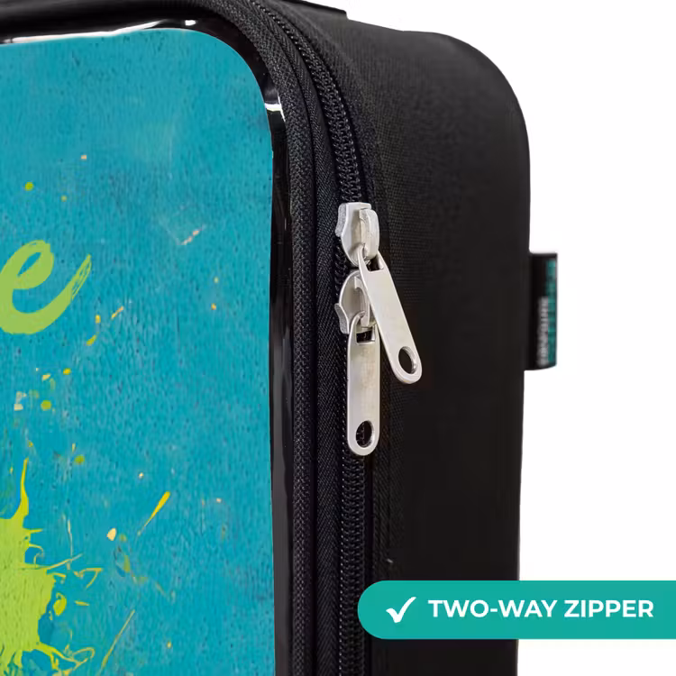 Children's suitcase with name - Soccer vibes - Paint splashes - Green - Blue — 6