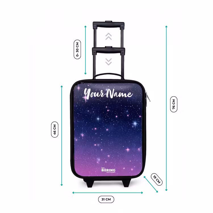 Children's suitcase with name - Stars - Galaxy - Blue - Pink — 3