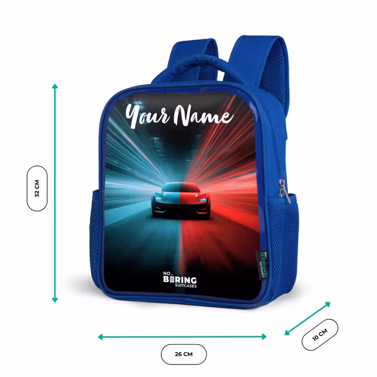 Kids backpack with name - Blue - Sports car - Blue - Neon - City — 6