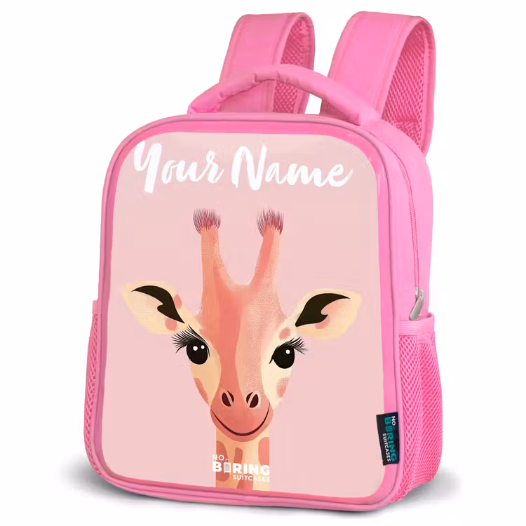Kids backpack with name - Pink - Giraffe - Eyelashes - Minimalist - Pink — 4