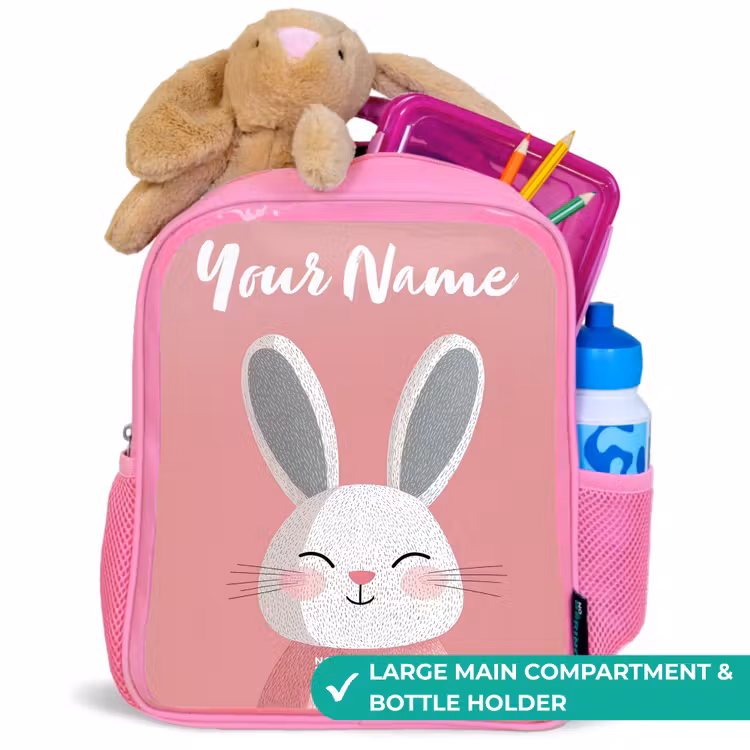 Kids backpack with name - Pink - Rabbit - Blush - Dots - Pink — 2