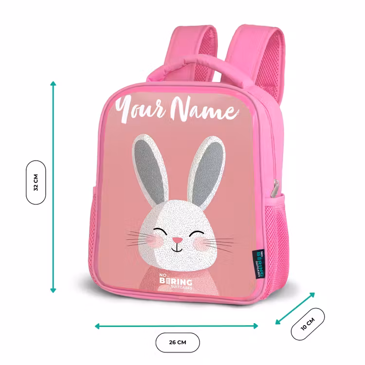 Kids backpack with name - Pink - Rabbit - Blush - Dots - Pink — 3