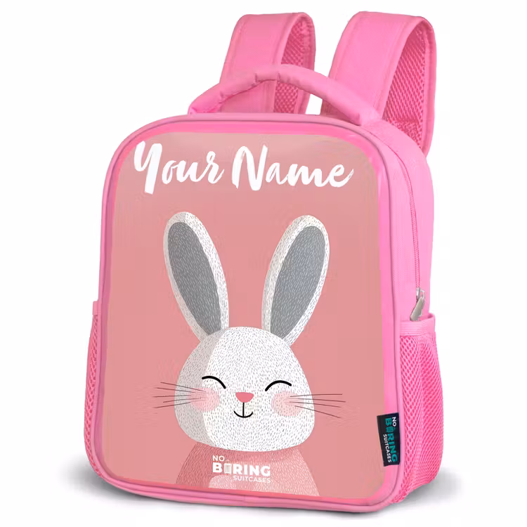 Kids backpack with name - Pink - Rabbit - Blush - Dots - Pink — 4