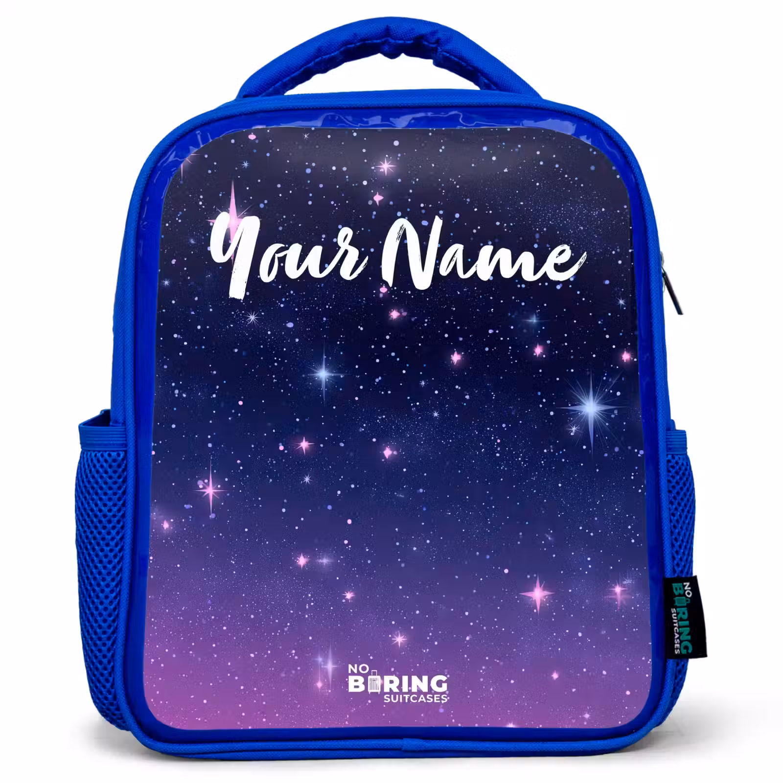 Kids backpack with name - Blue - Stars - Galaxy - Blue - Pink — 1