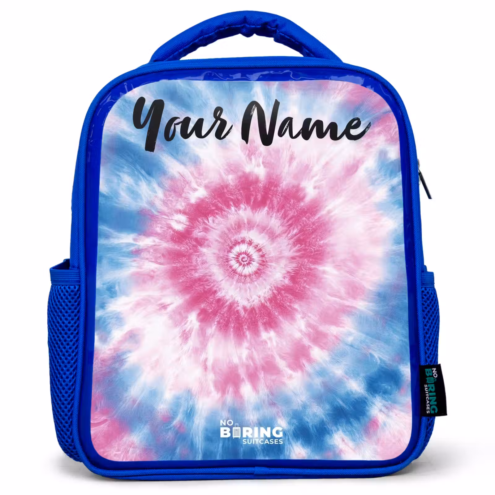 Kids backpack with name - Blue - Tie dye - Abstract - Blue - Pink — 1