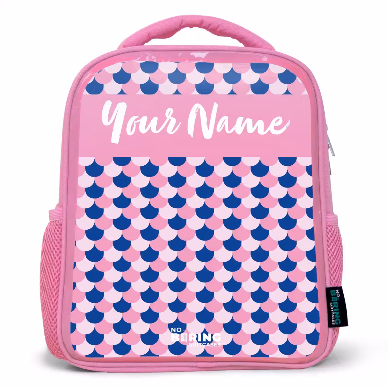 Kids backpack with name - Pink - Scales - Pattern - Blue - Pink — 1