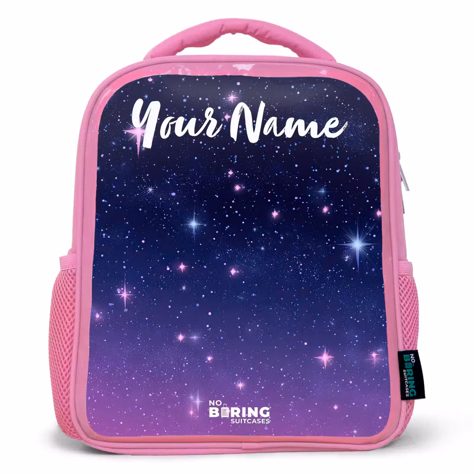 Kids backpack with name - Pink - Stars - Galaxy - Blue - Pink — 1