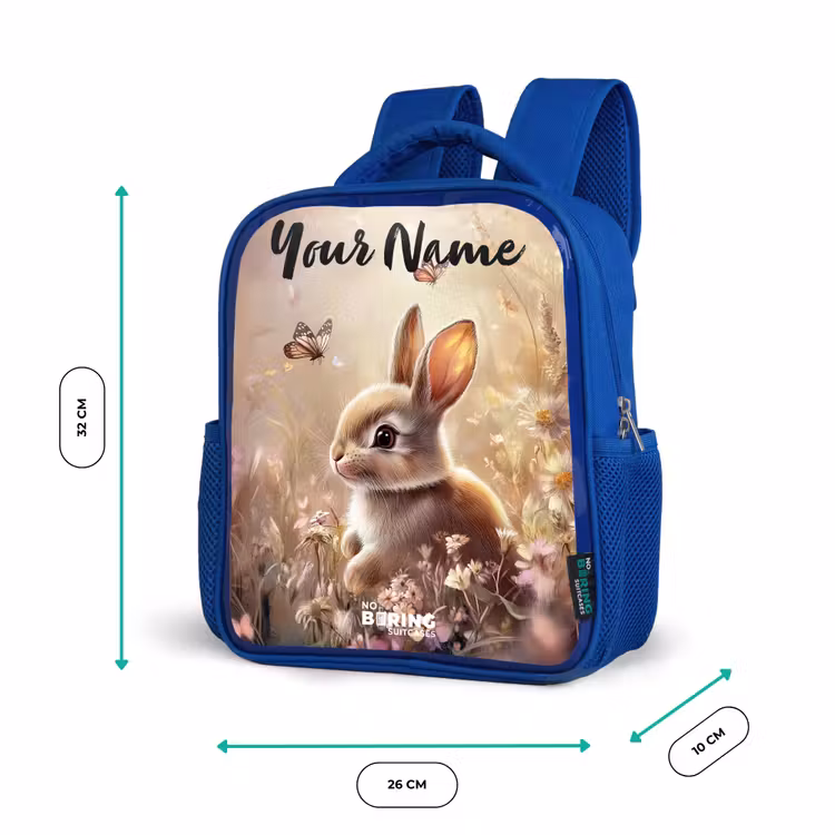 Kids backpack with name - Blue - Bunny - Brown - Flowers - Butterflies — 6