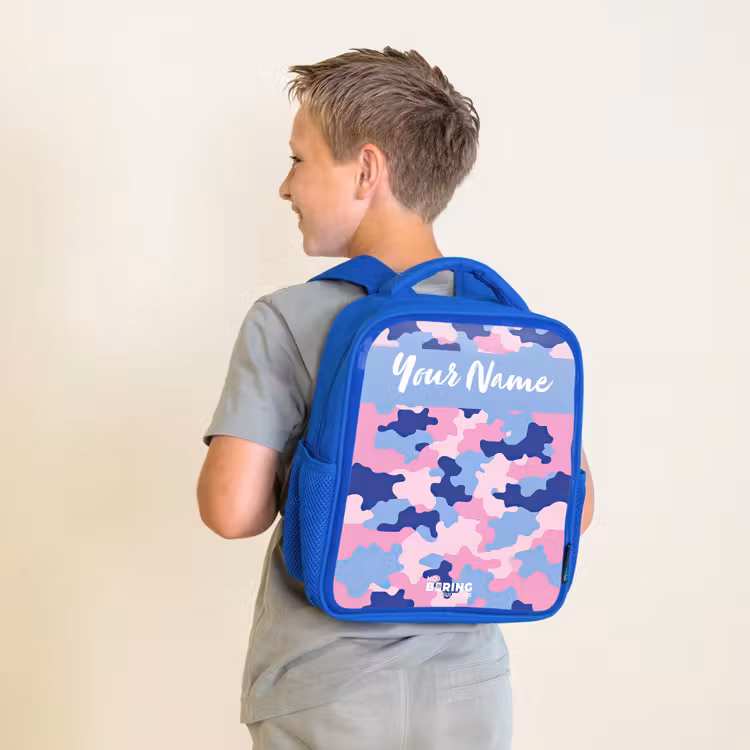 Kids backpack with name - Blue - Camouflage - Pink - Blue — 2