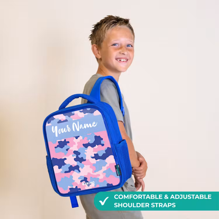Kids backpack with name - Blue - Camouflage - Pink - Blue — 4