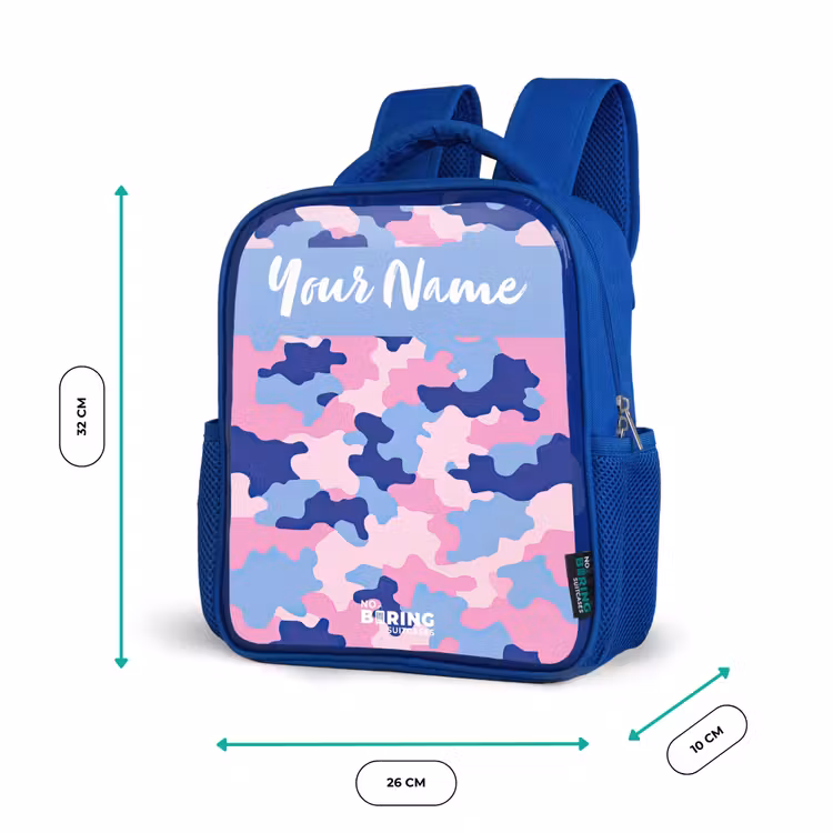 Kids backpack with name - Blue - Camouflage - Pink - Blue — 6