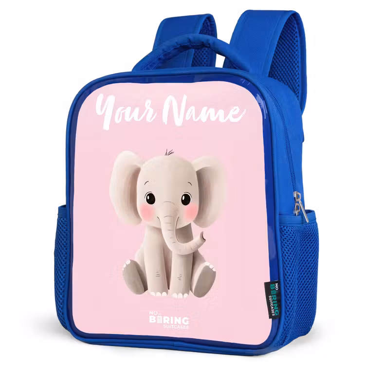 Kids backpack with name - Blue - Elephant - Gray - Baby - Trunk — 7