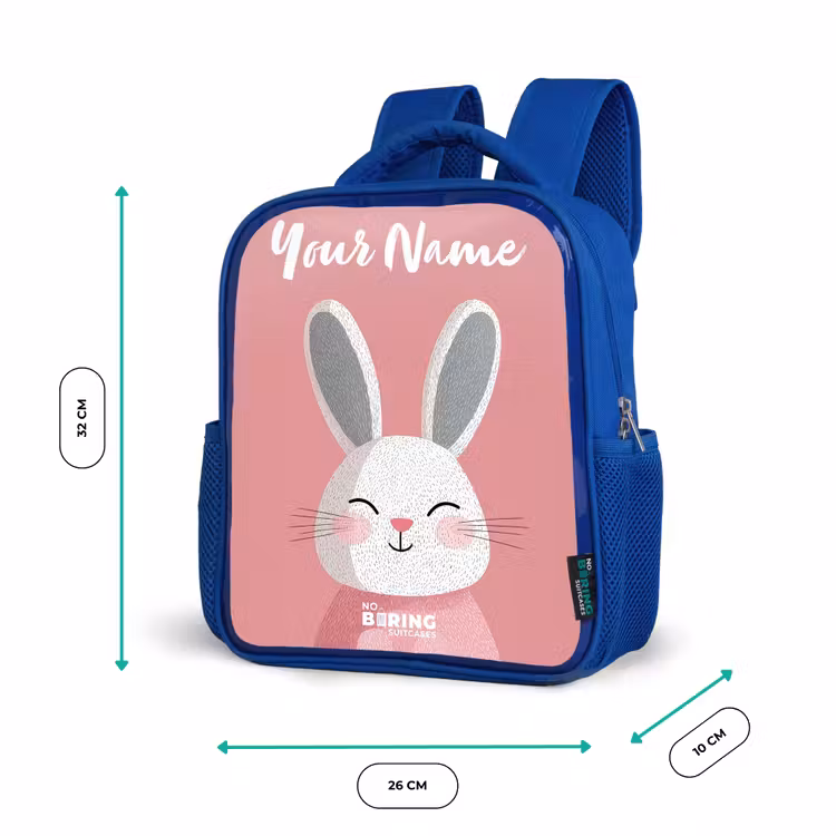 Kids backpack with name - Blue - Rabbit - Blush - Dots - Pink — 6