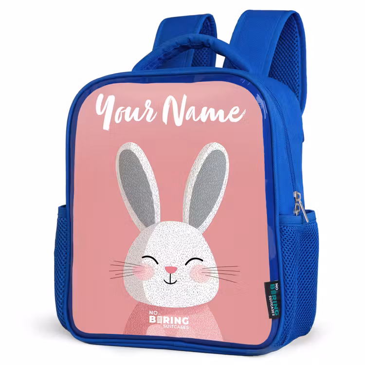 Kids backpack with name - Blue - Rabbit - Blush - Dots - Pink — 7