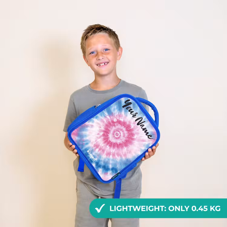 Kids backpack with name - Blue - Tie dye - Abstract - Blue - Pink — 3