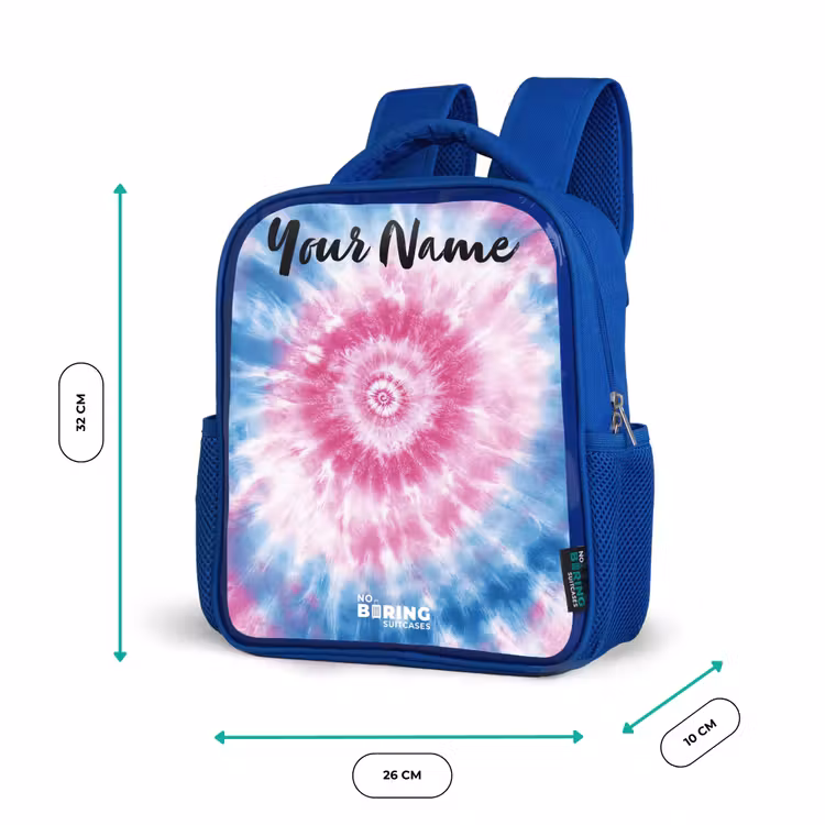 Kids backpack with name - Blue - Tie dye - Abstract - Blue - Pink — 6