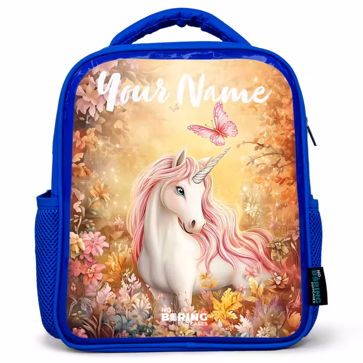 Kids backpack with name - Blue - Unicorn - Butterfly - Pink - Mane — 1