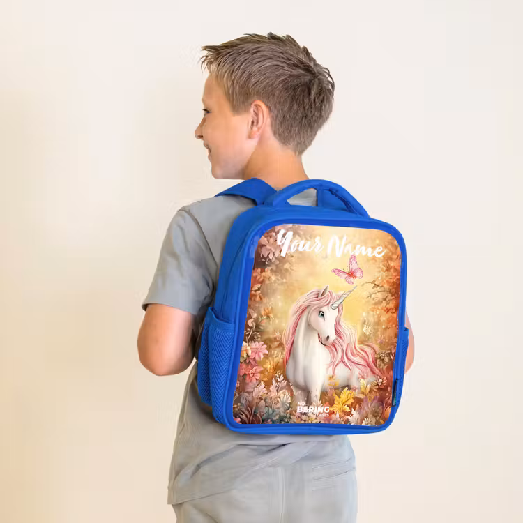 Kids backpack with name - Blue - Unicorn - Butterfly - Pink - Mane — 2