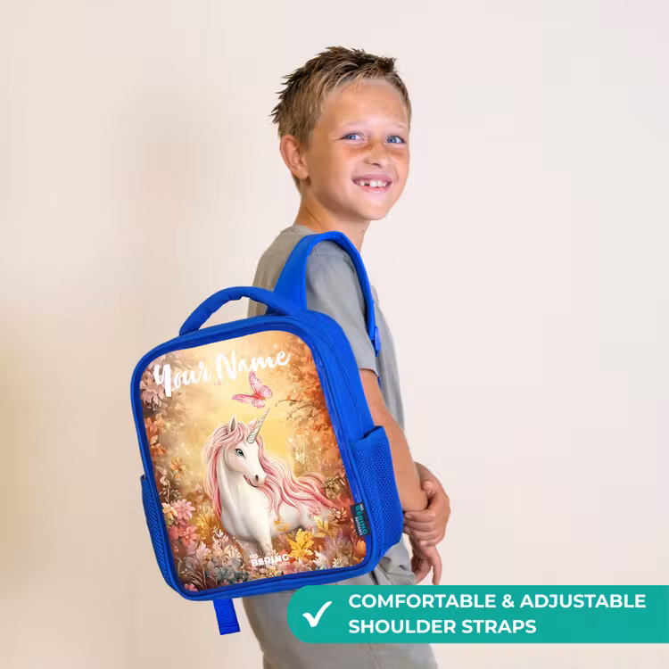 Kids backpack with name - Blue - Unicorn - Butterfly - Pink - Mane — 4