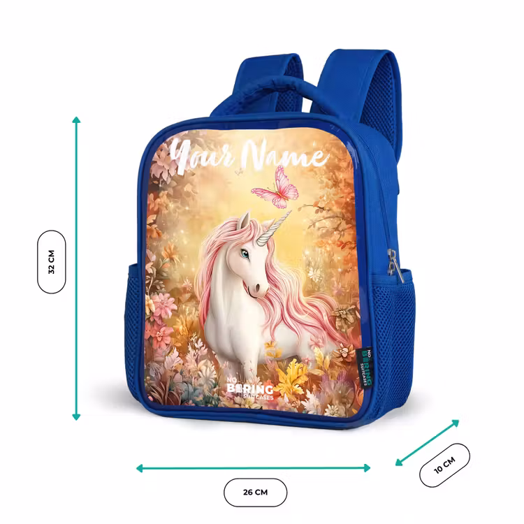 Kids backpack with name - Blue - Unicorn - Butterfly - Pink - Mane — 6