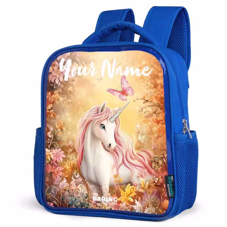 Kids backpack with name - Blue - Unicorn - Butterfly - Pink - Mane — 7