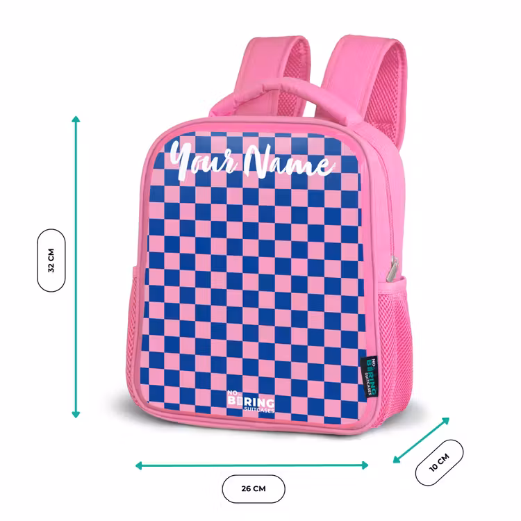 Kids backpack with name - Pink - Cubes - Blue - Pink — 3