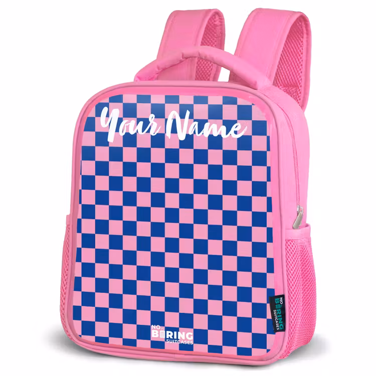 Kids backpack with name - Pink - Cubes - Blue - Pink — 4