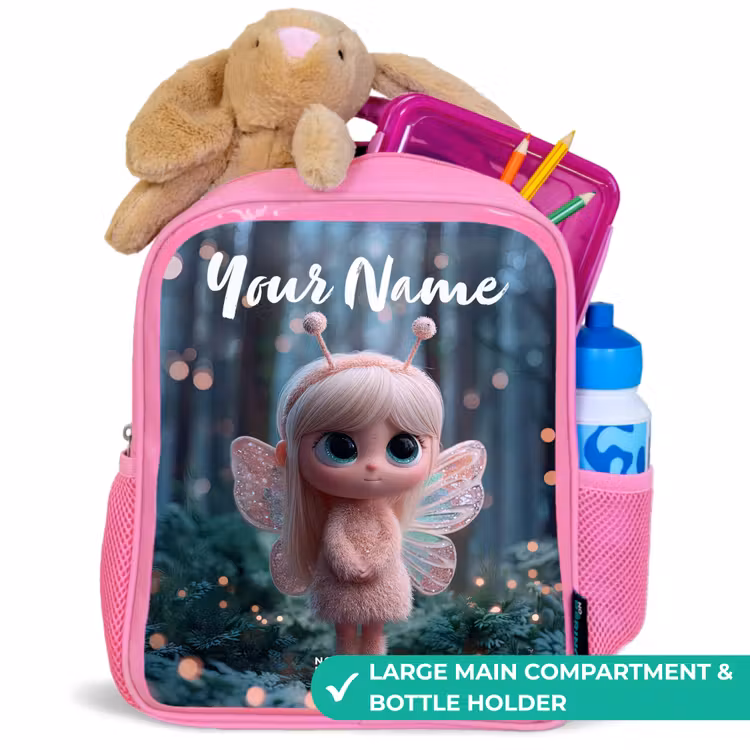 Kids backpack with name - Pink - Fairy - Forest - Glitters — 2