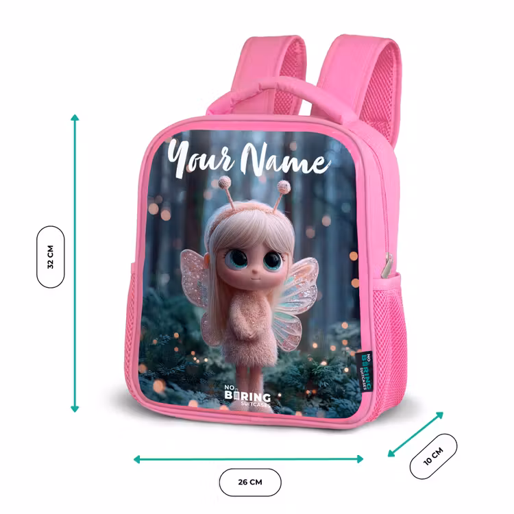 Kids backpack with name - Pink - Fairy - Forest - Glitters — 3