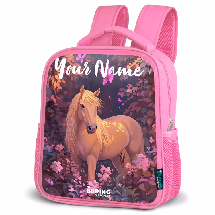 Kids backpack with name - Pink - Horse - Flowers - Purple - Butterfly — 4