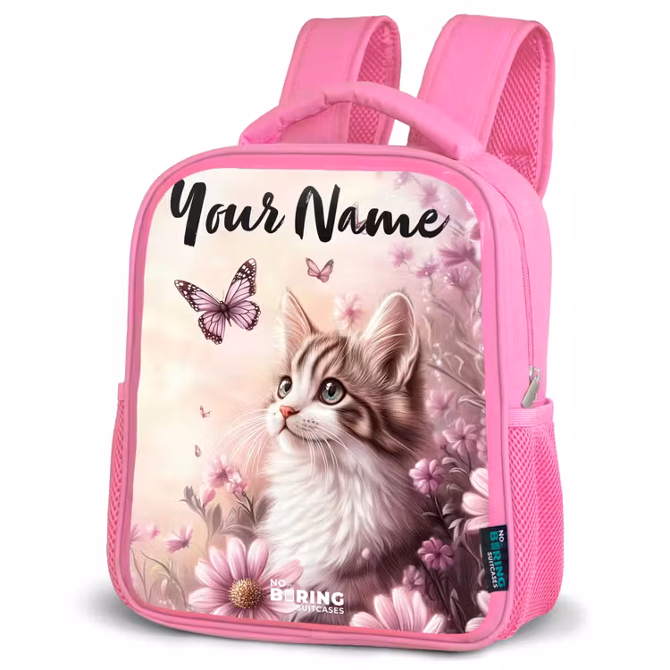 Kids backpack with name - Pink - Kitten - Butterflies - Purple - Flowers — 4