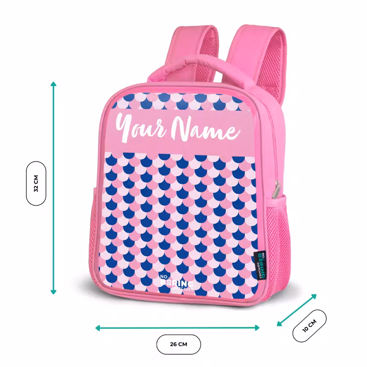 Kids backpack with name - Pink - Scales - Pattern - Blue - Pink — 3