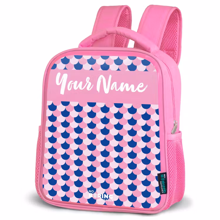 Kids backpack with name - Pink - Scales - Pattern - Blue - Pink — 4