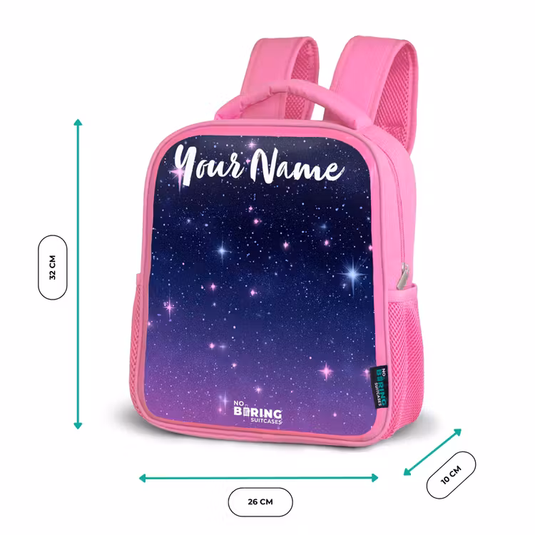 Kids backpack with name - Pink - Stars - Galaxy - Blue - Pink — 3