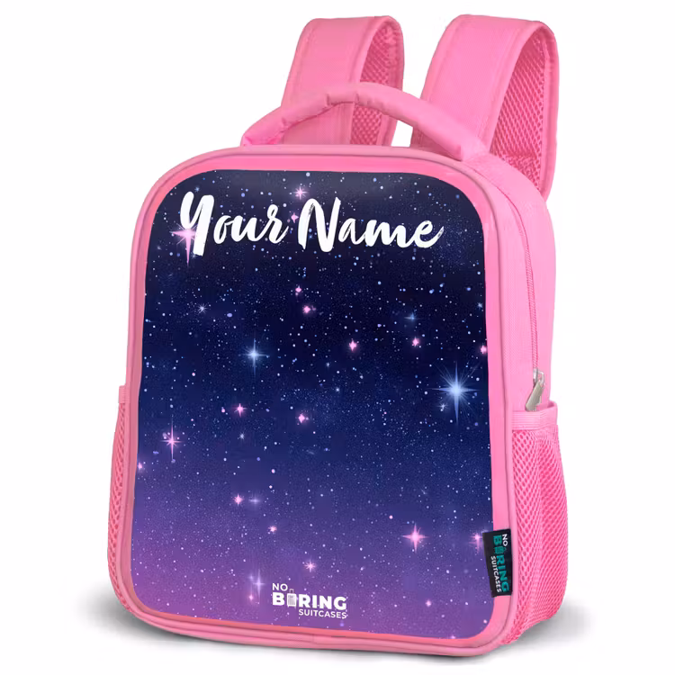 Kids backpack with name - Pink - Stars - Galaxy - Blue - Pink — 4