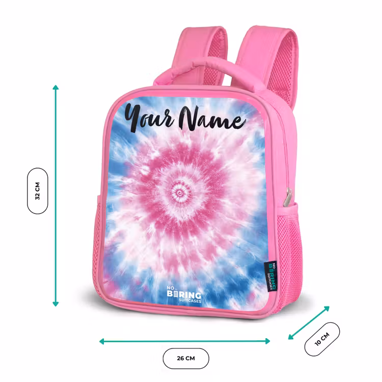 Kids backpack with name - Pink - Tie dye - Abstract - Blue - Pink — 3