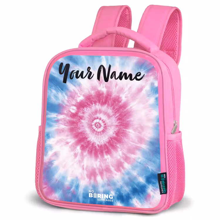 Kids backpack with name - Pink - Tie dye - Abstract - Blue - Pink — 4