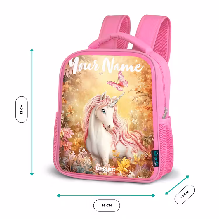 Kids backpack with name - Pink - Unicorn - Butterfly - Pink - Mane — 3