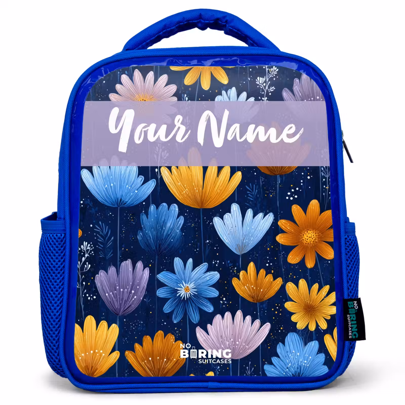 Kids backpack - Blue - Flowers - Pattern - Blue — 1