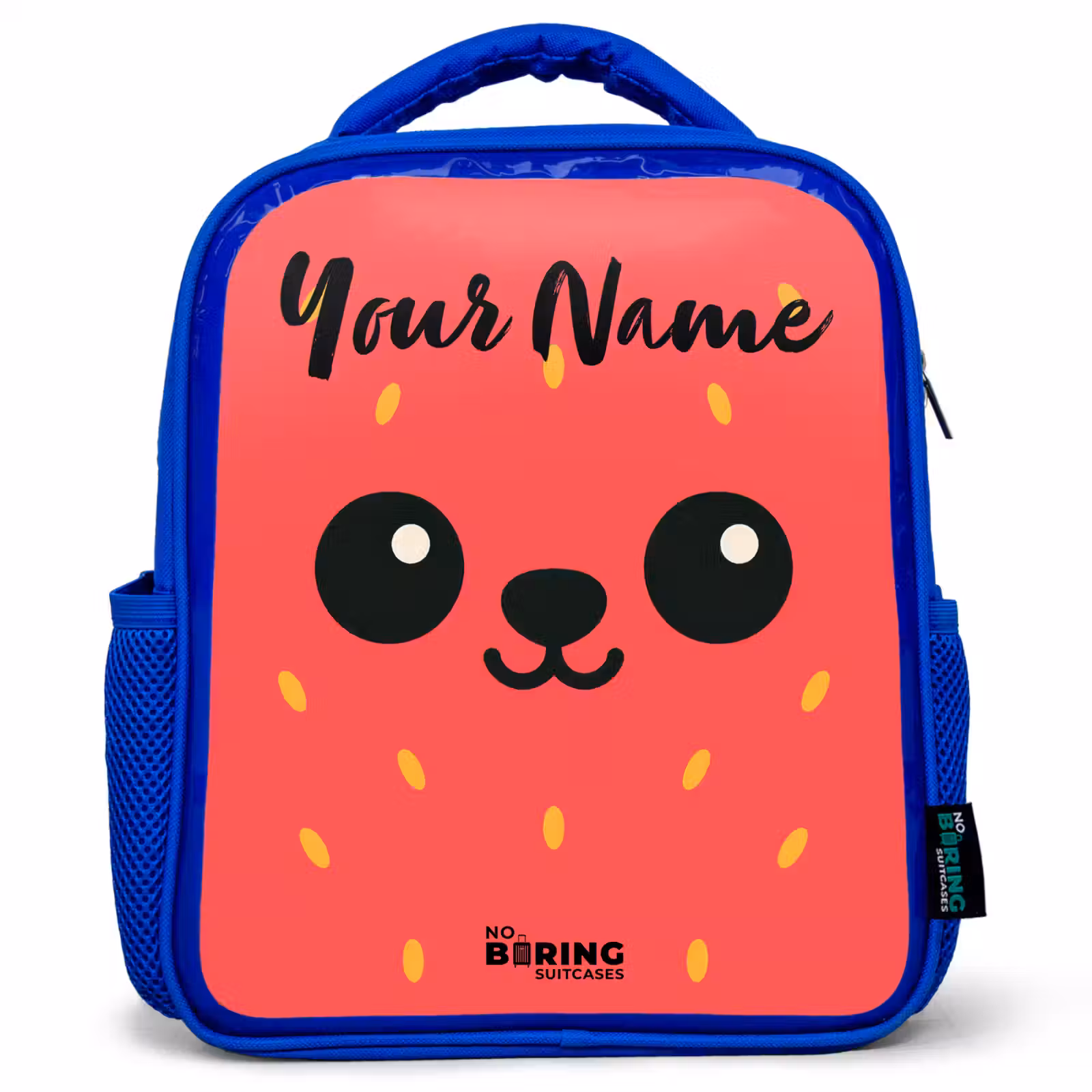 Kids backpack with name - Blue - Kawai - Strawberry - Red — 1