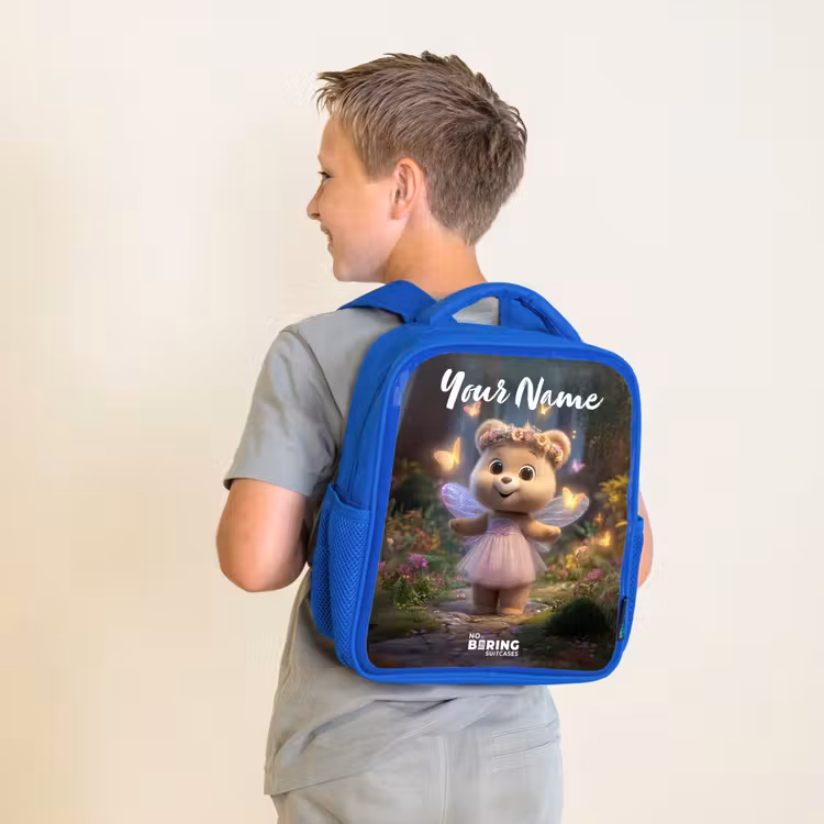 Kids backpack with name - Blue - Bear - Butterflies - Forest - Fairy — 2